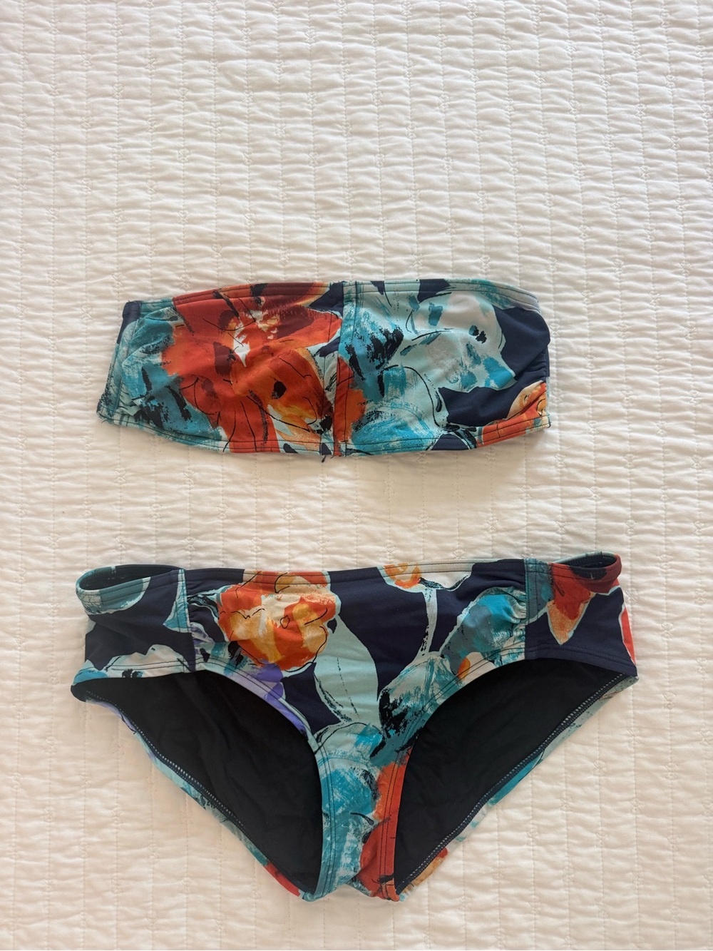 GAP Floral Bandeau Bikini Set - Navy & Teal